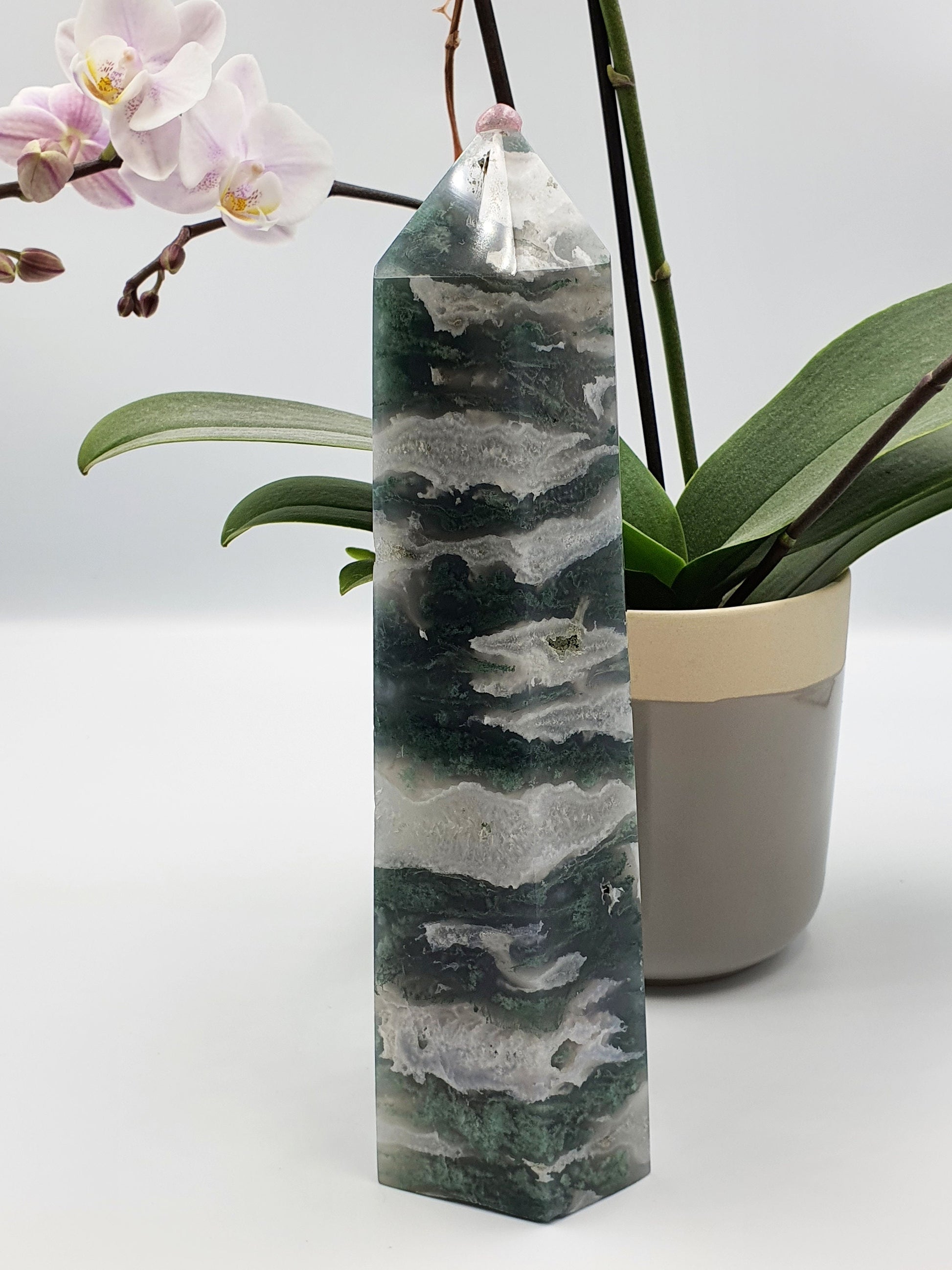 Moss Agate Drusy Tower (Extra Large)