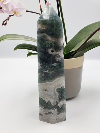 Moss Agate Drusy Tower (Extra Large)