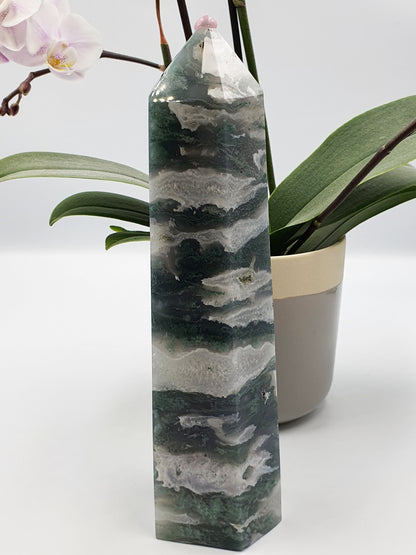 Moss Agate Drusy Tower (Extra Large)