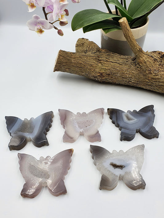 Agate Butterflies with Drusy