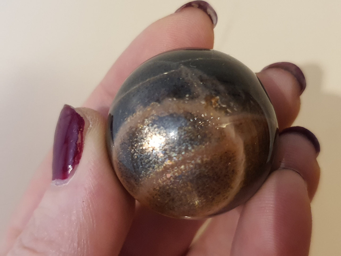 Flashy Black Moonstone Sphere