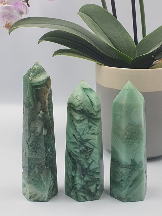 Green Opalised Fluorite Tower