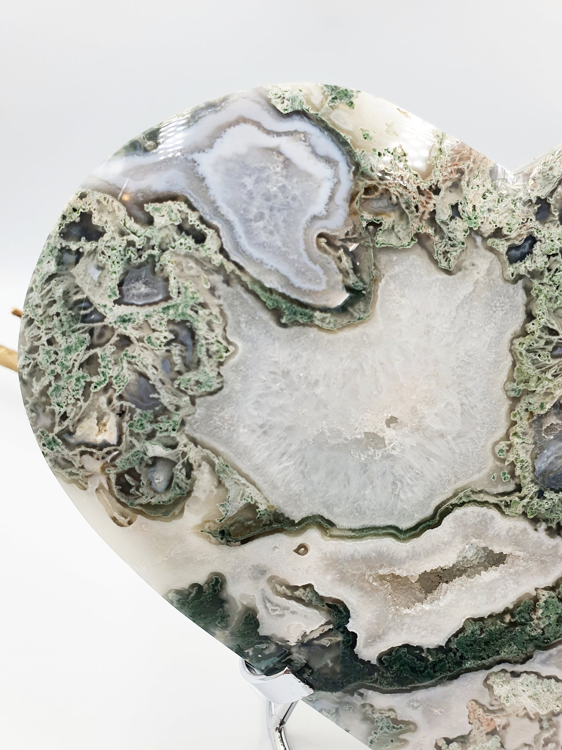 Huge Moss Agate Drusy Puff Heart