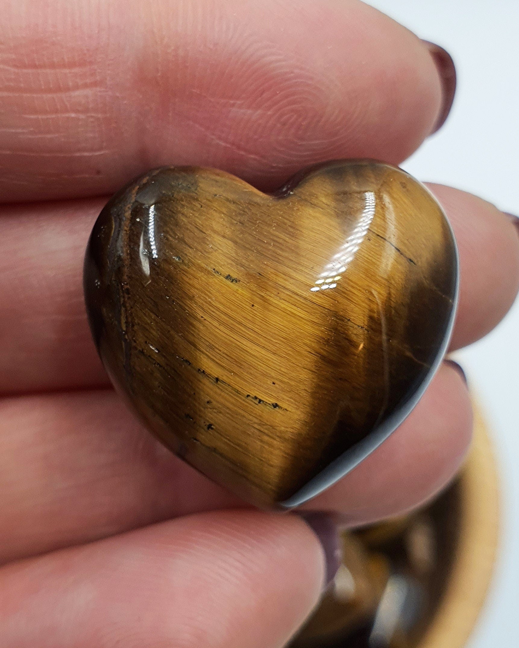 Tiger's Eye Puff Heart - 25mm