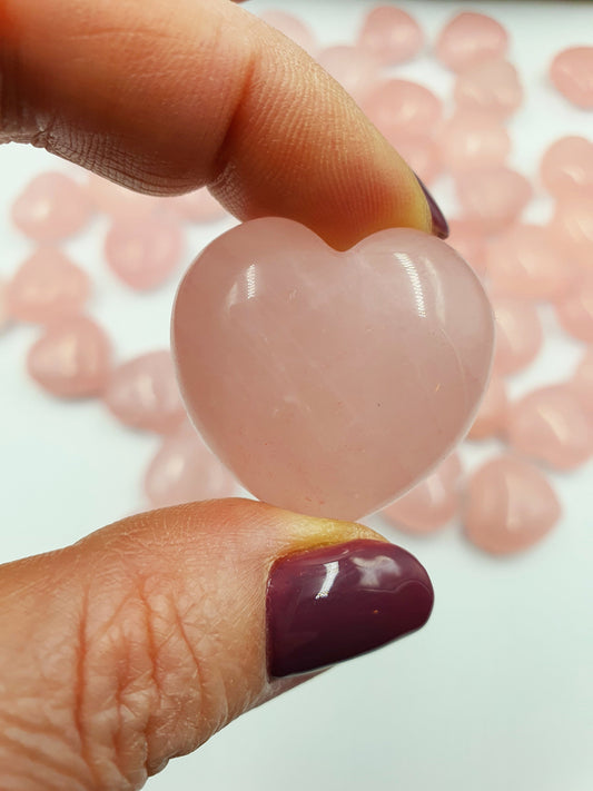 Rose Quartz Puff Heart - 30mm