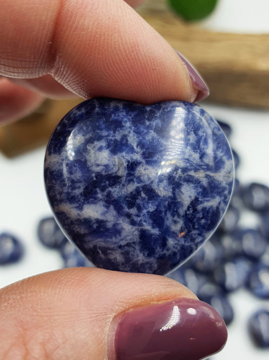 Sodalite Puff Heart - 30mm