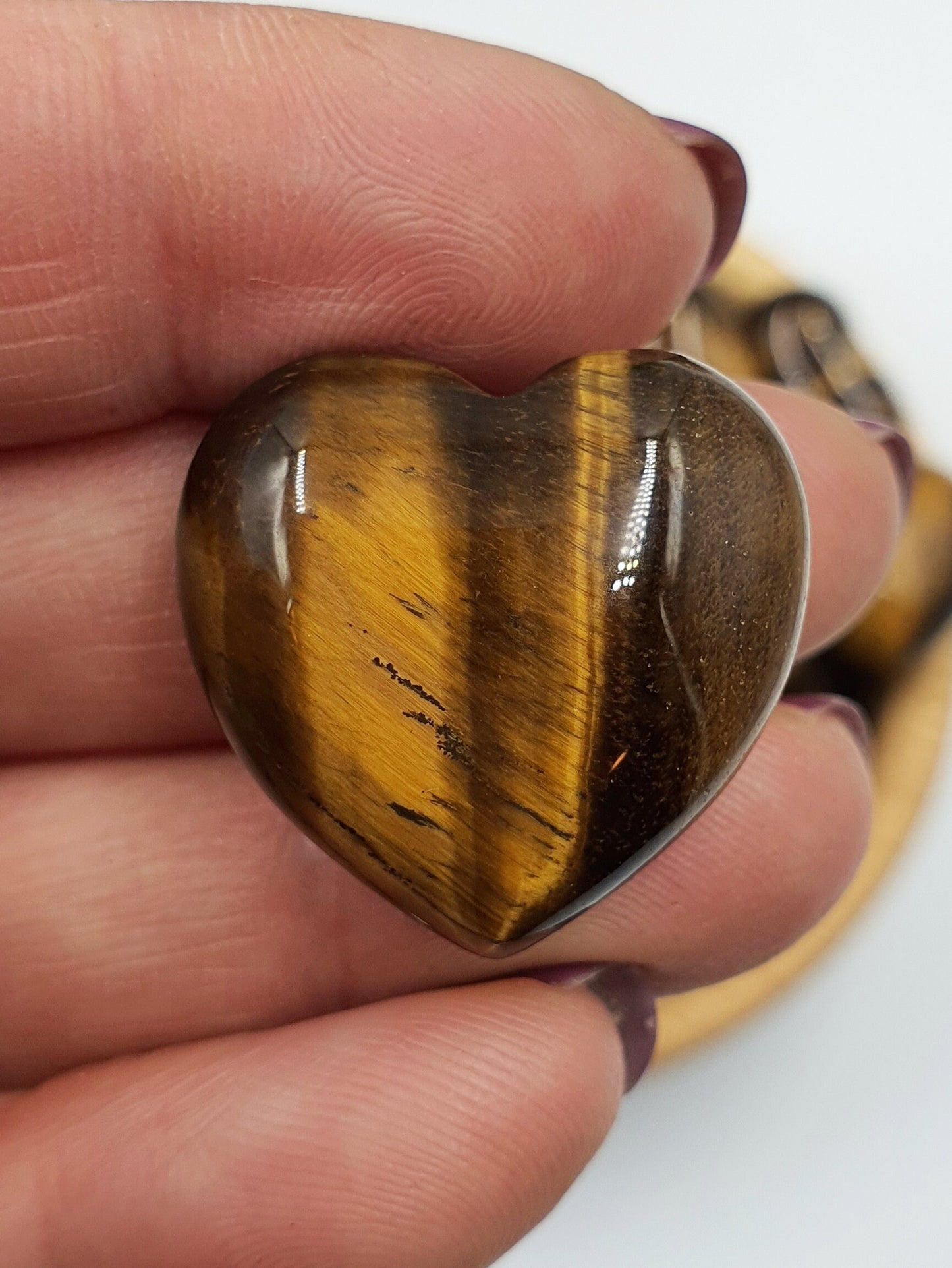 Tiger's Eye Puff Heart - 25mm