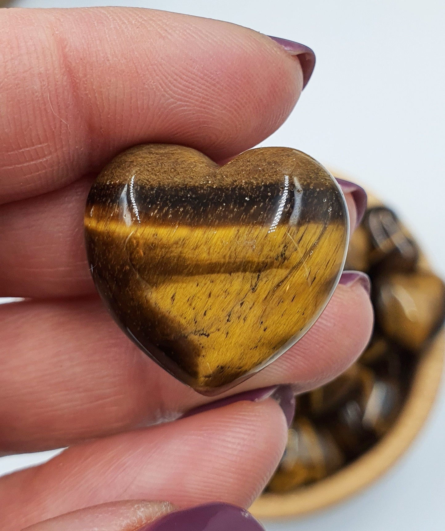 Tiger's Eye Puff Heart - 25mm