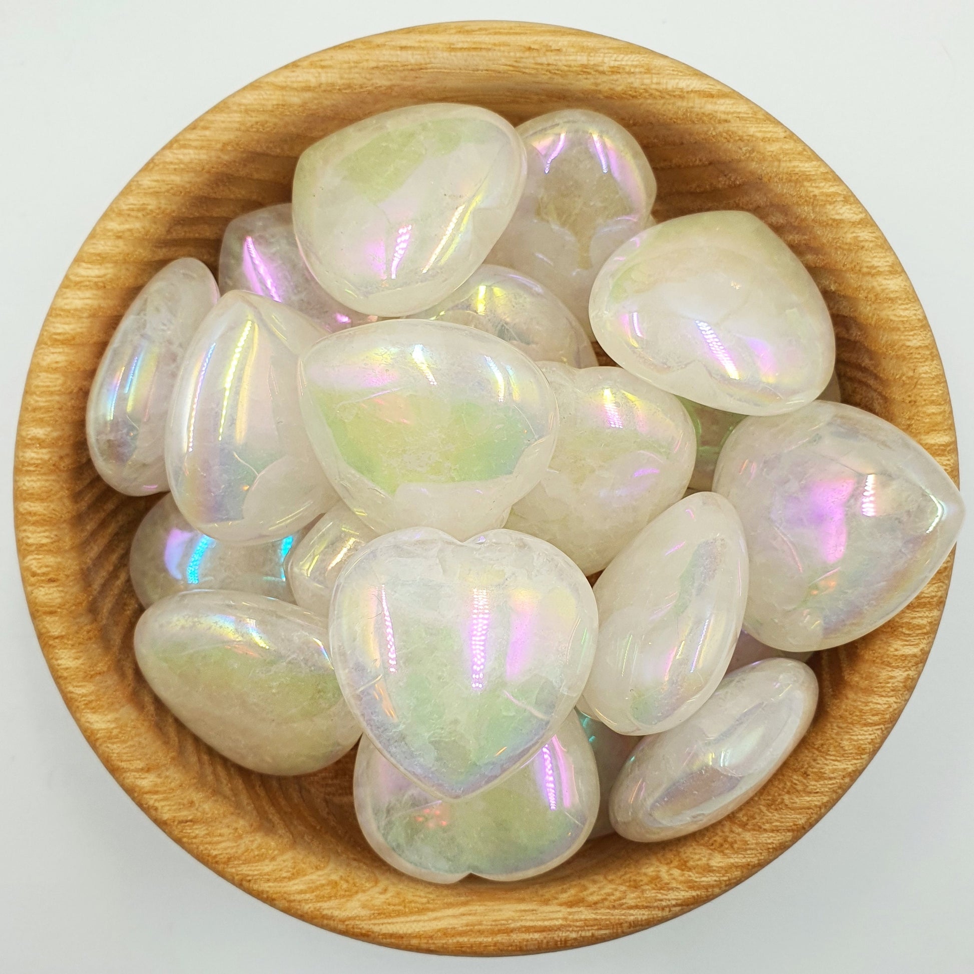 Angel Aura Clear Quartz Puff Heart - 30mm