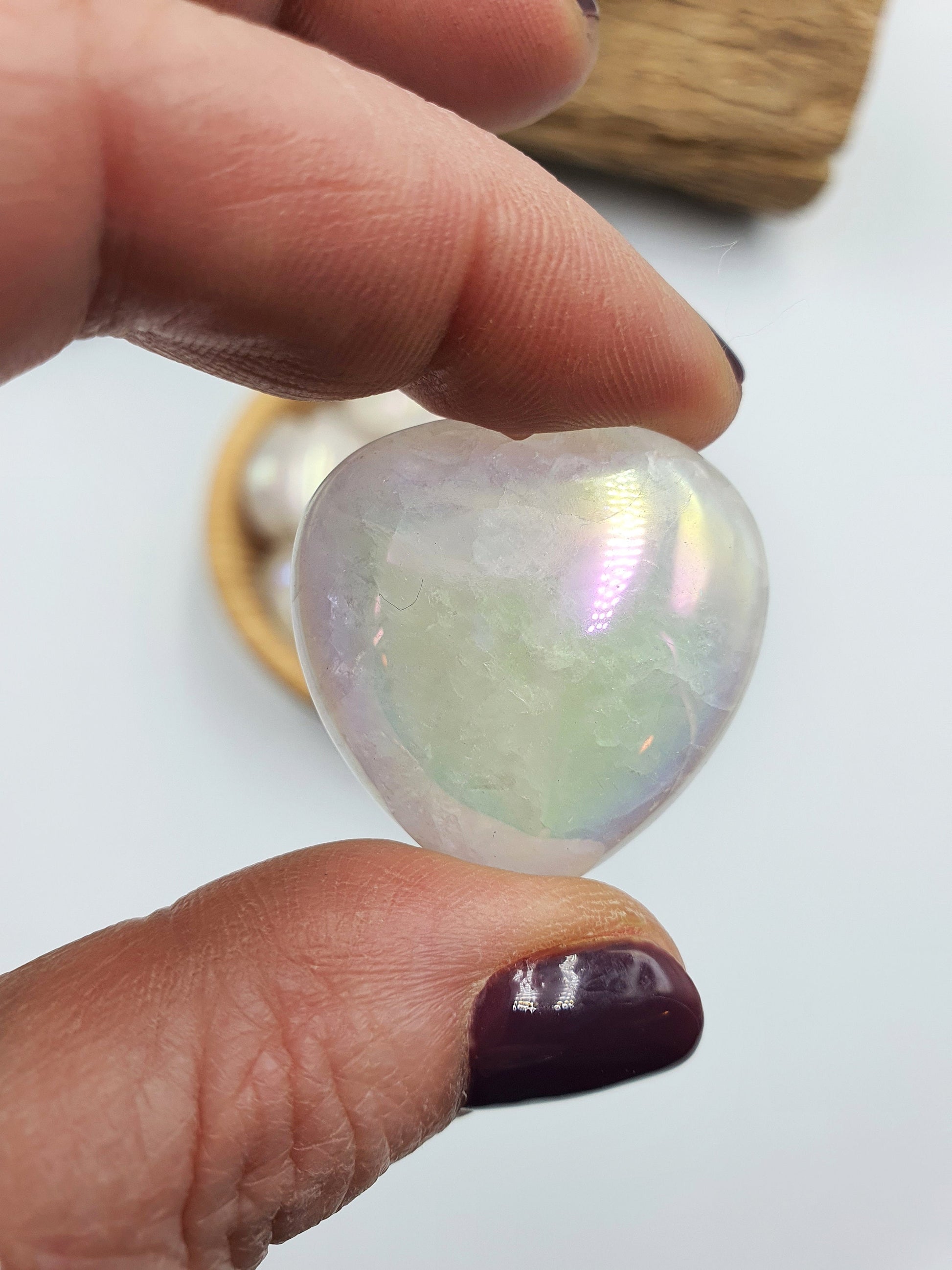 Angel Aura Clear Quartz Puff Heart - 30mm