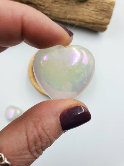 Angel Aura Clear Quartz Puff Heart - 30mm