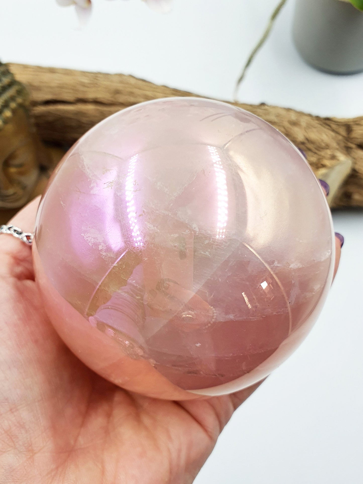 Angel Aura Rose Quartz Sphere