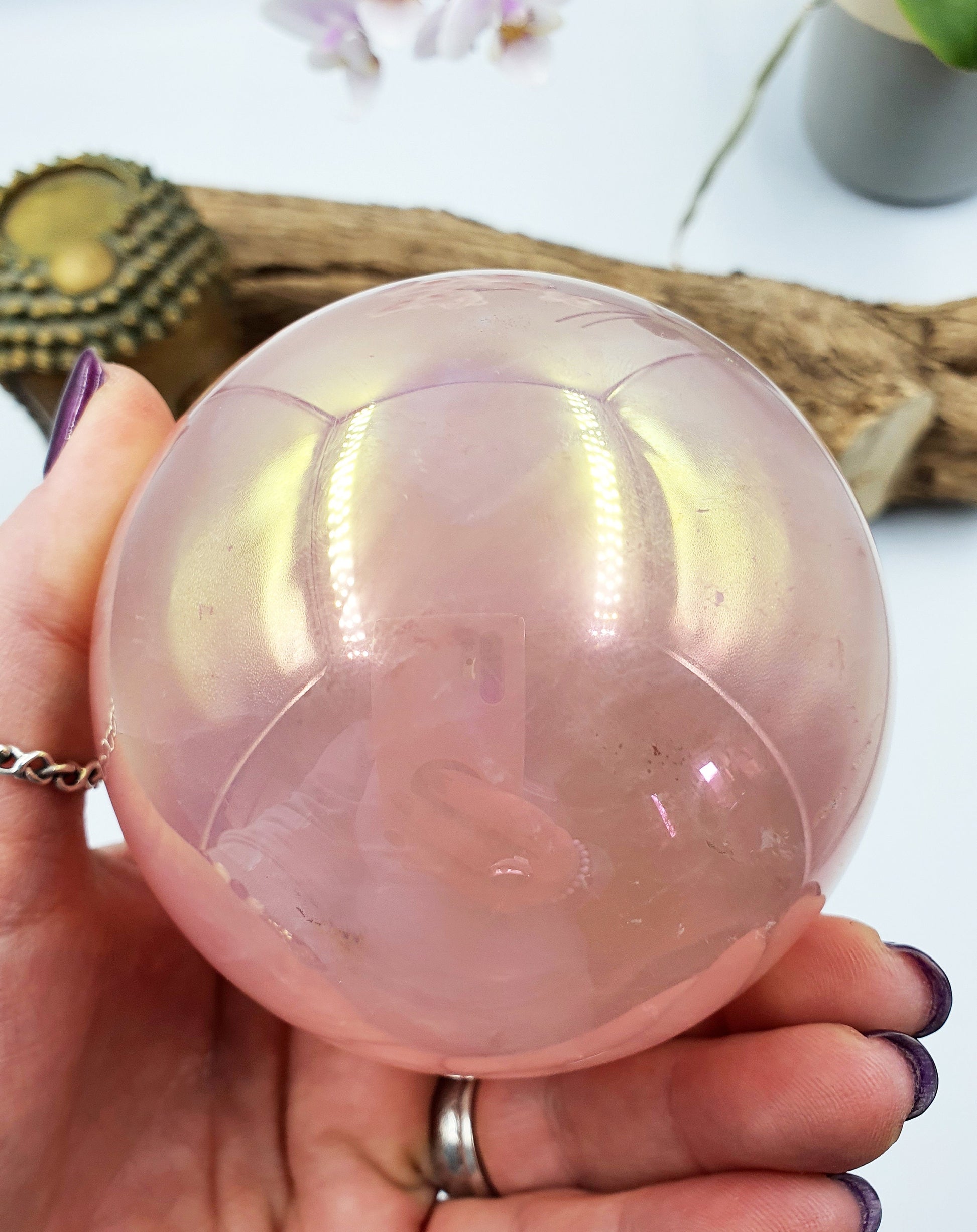 Angel Aura Rose Quartz Sphere