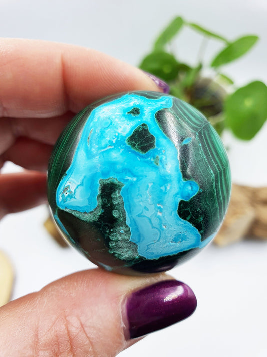 Chrysocolla and Malachite Sphere