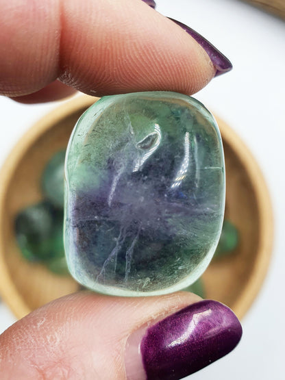 Fluorite Tumbles / Green Fluorite Tumble Stone / Fluorite Pocket Crystal / Rainbow Fluorite Stones / Rainbow Crystal / Crystal Gift