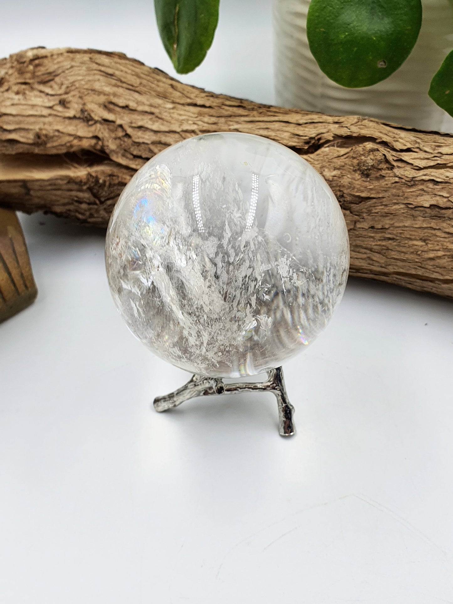 Grade A Clear Quartz Sphere with Rainbows