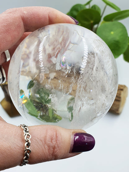 Grade A Clear Quartz Sphere with Rainbows