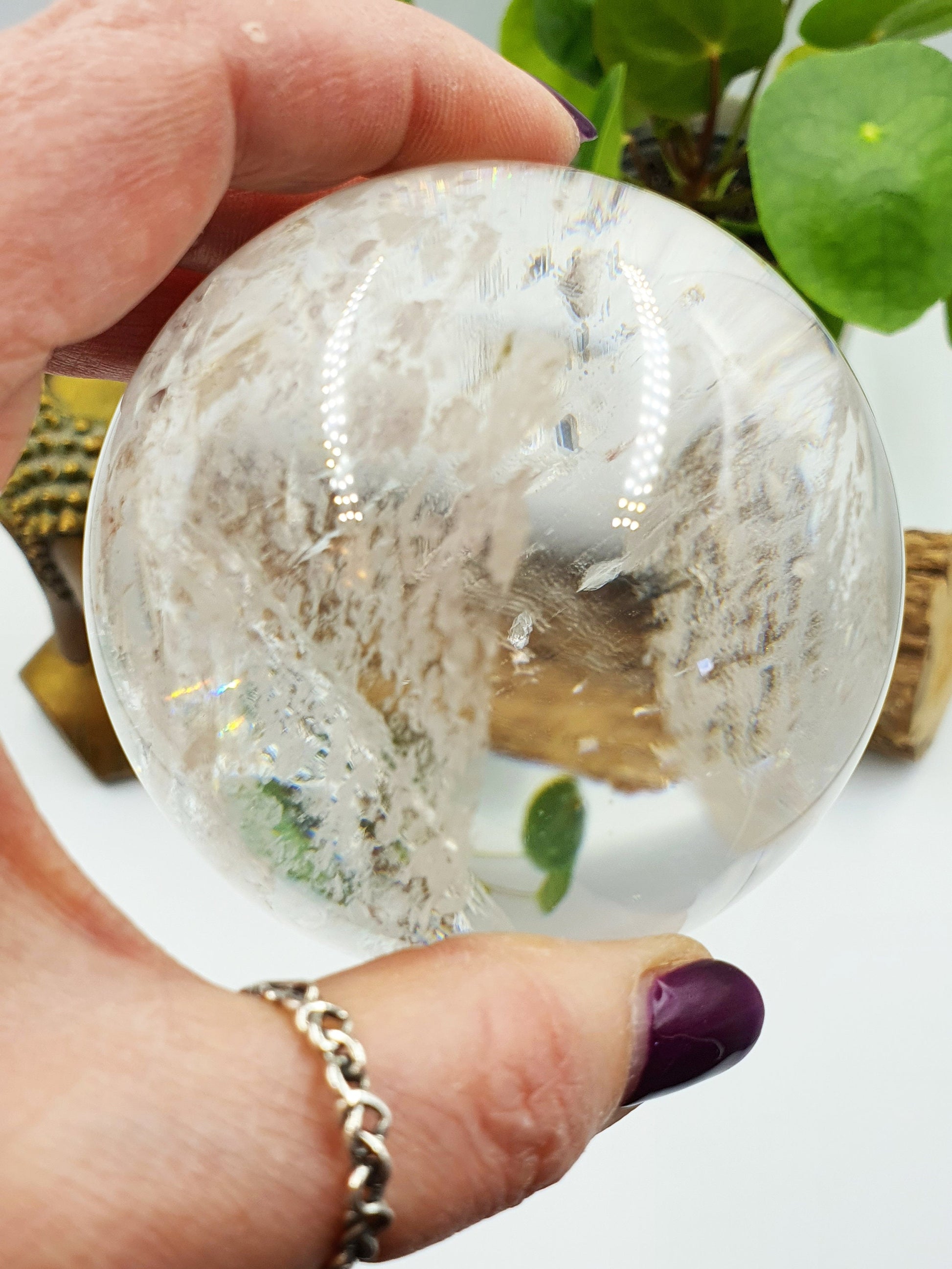 Grade A Clear Quartz Sphere with Rainbows