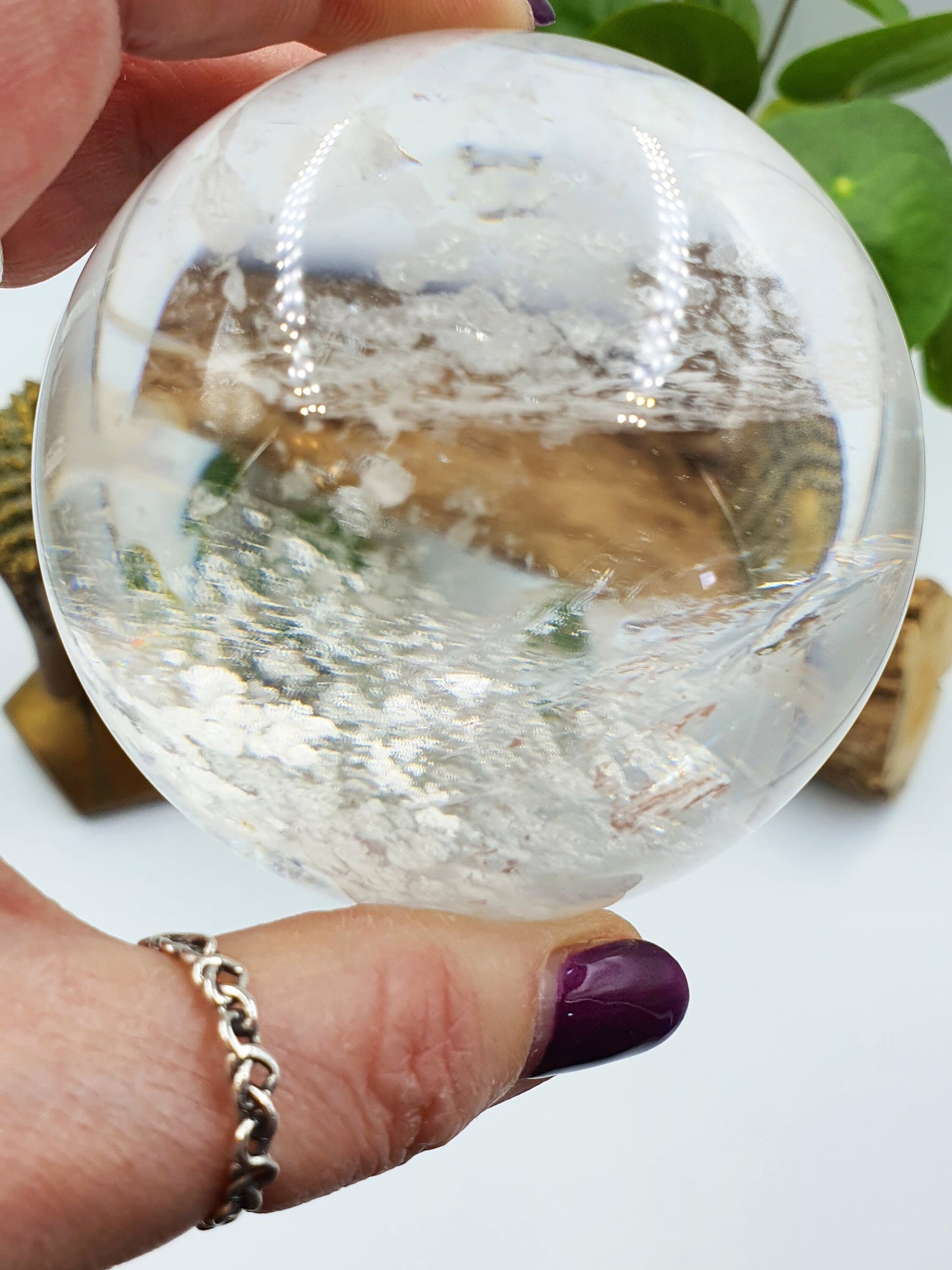 Grade A Clear Quartz Sphere with Rainbows