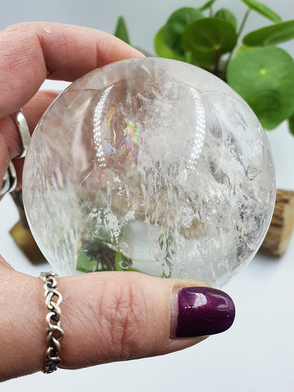 Grade A Clear Quartz Sphere with Rainbows