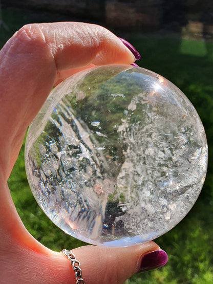 Grade A Clear Quartz Sphere with Rainbows