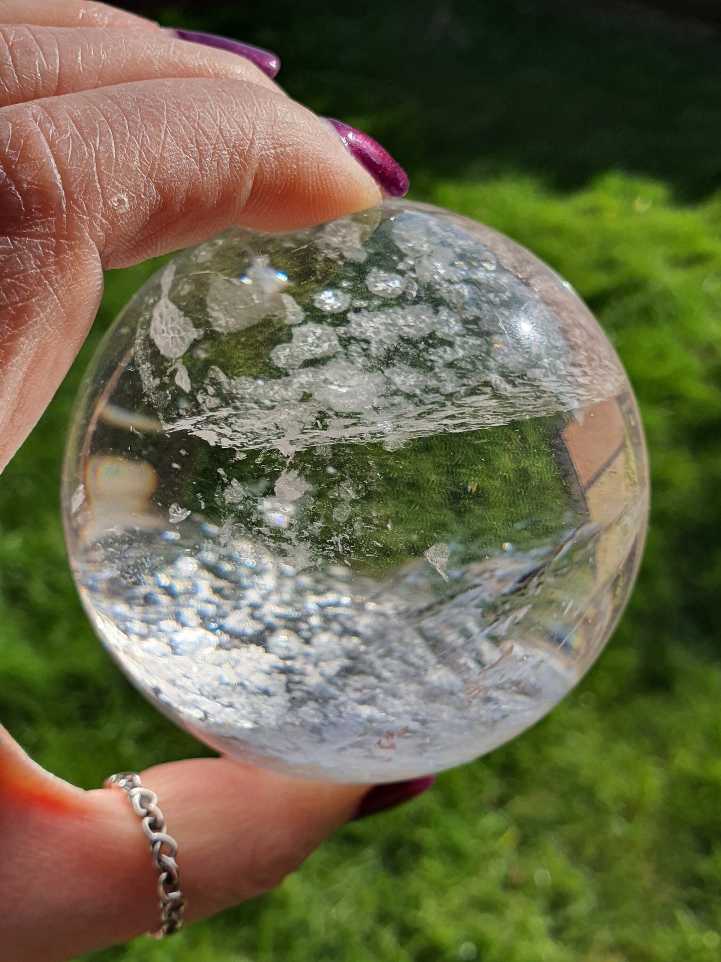 Grade A Clear Quartz Sphere with Rainbows