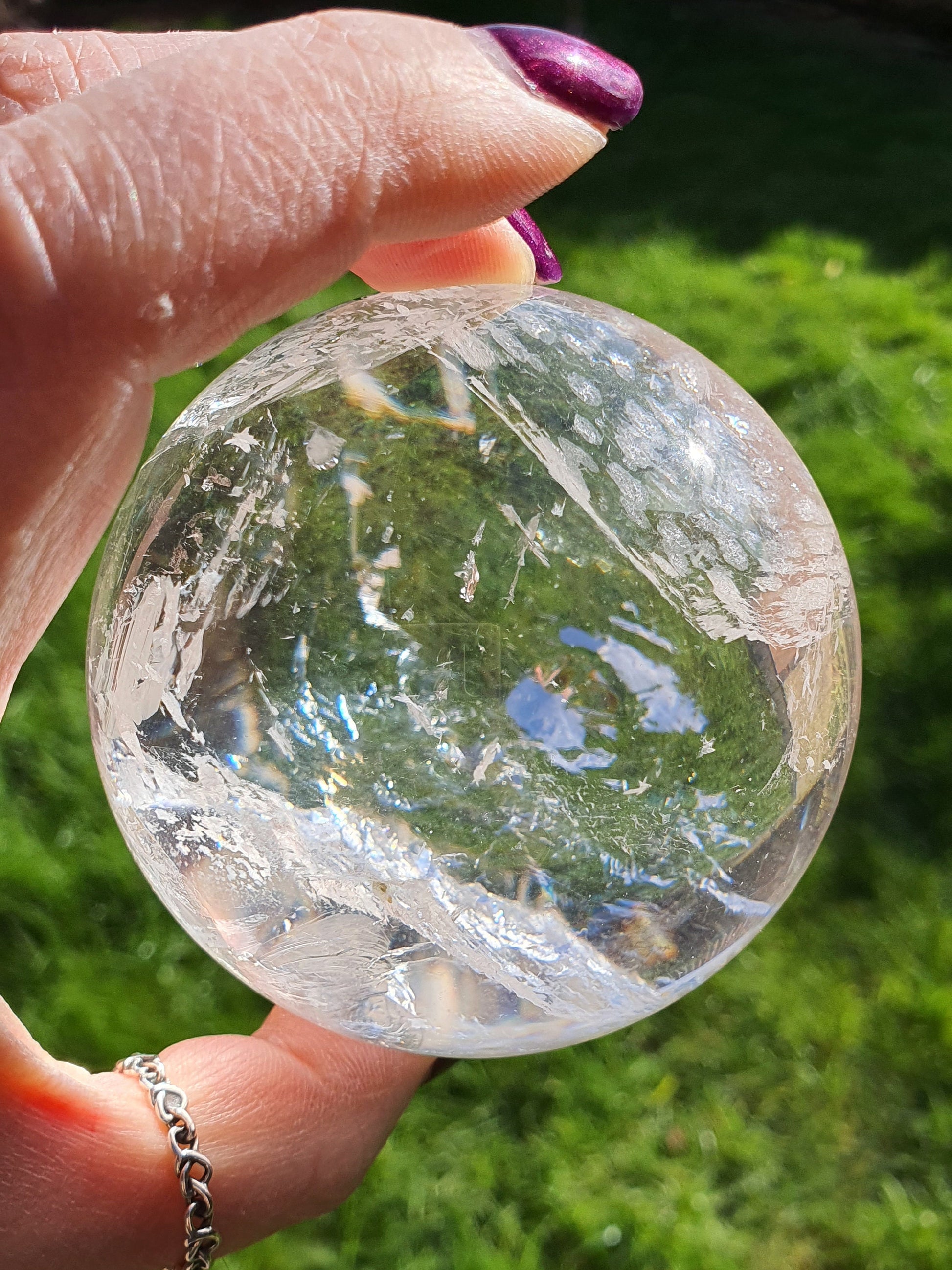 Grade A Clear Quartz Sphere with Rainbows