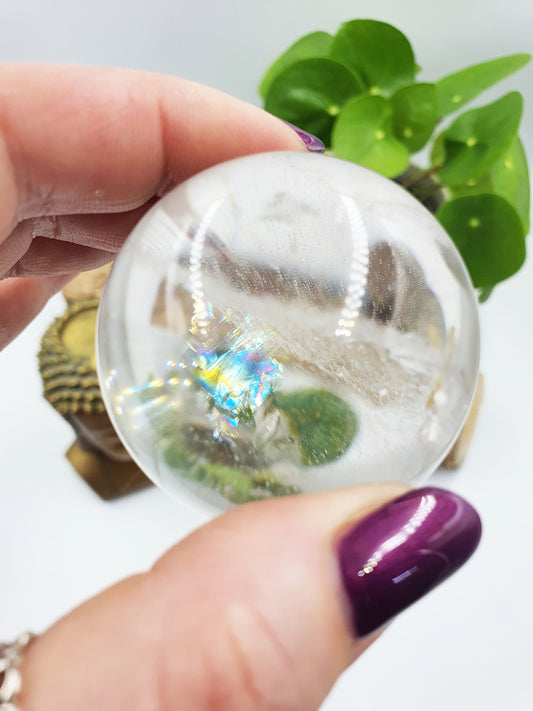 A Grade Clear Quartz Sphere with Rainbows