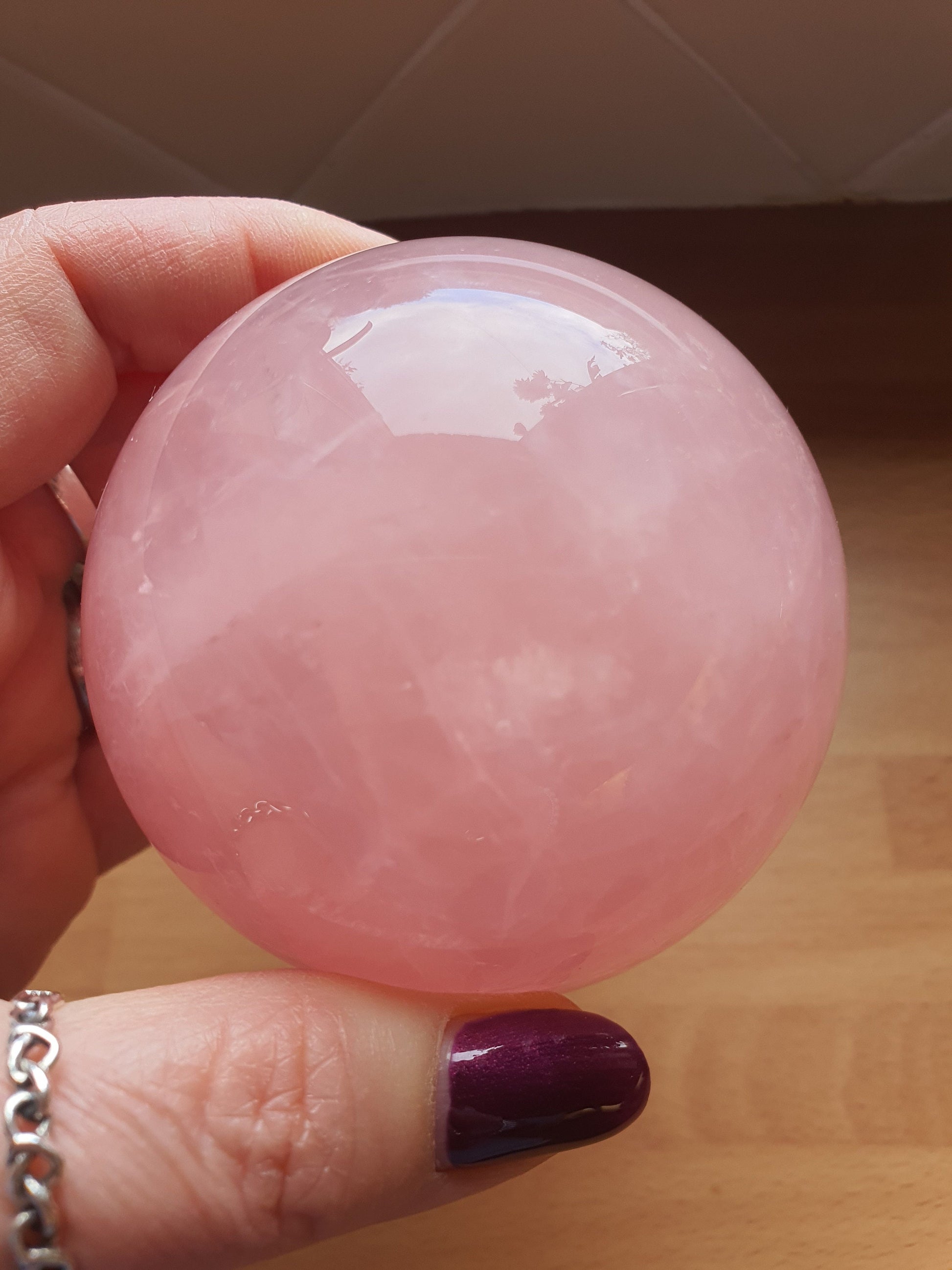 Large Rose Quartz Sphere with star flash