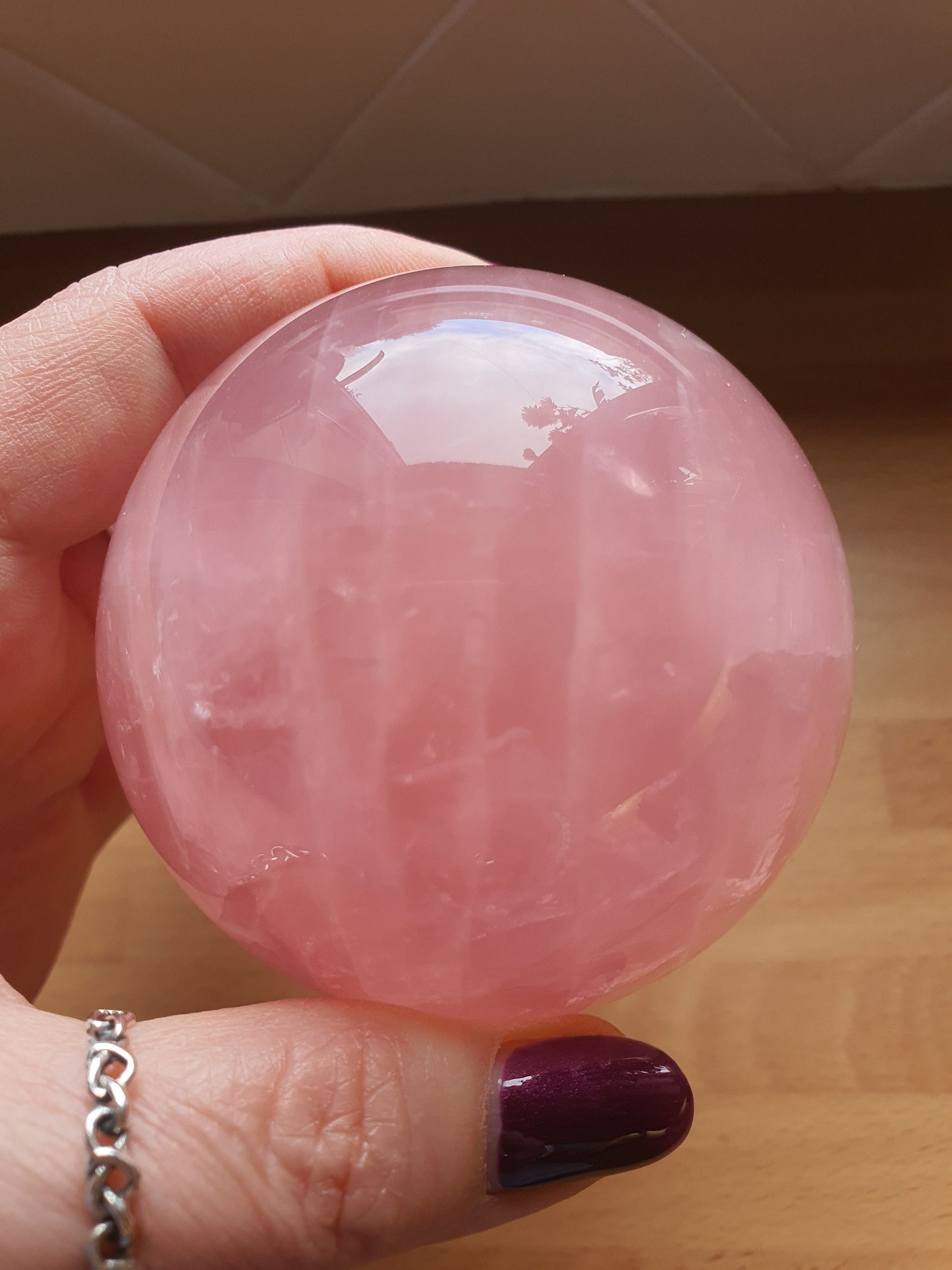 Large Rose Quartz Sphere with star flash