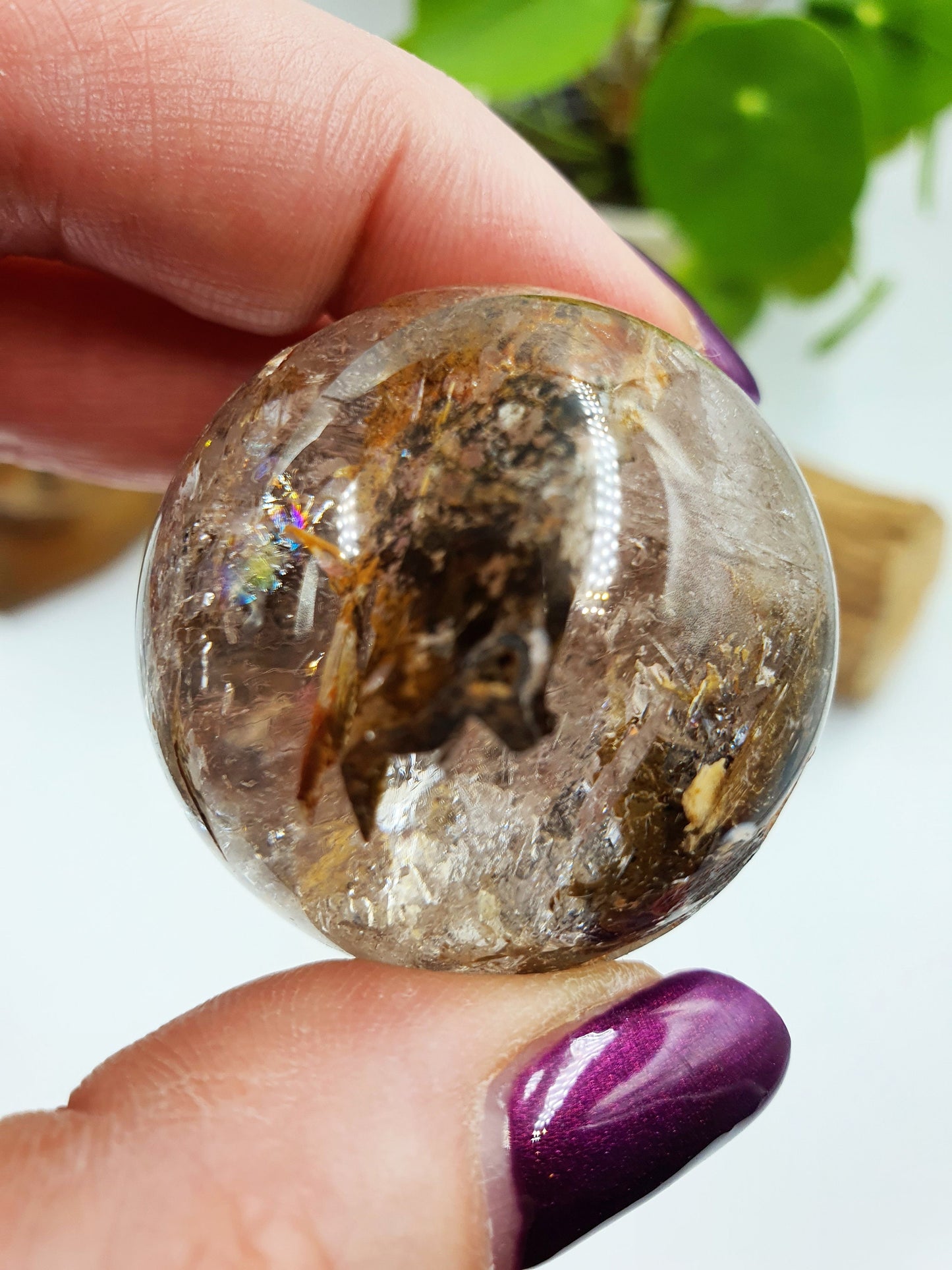 Skeletal Quartz Sphere with amazing Rainbows