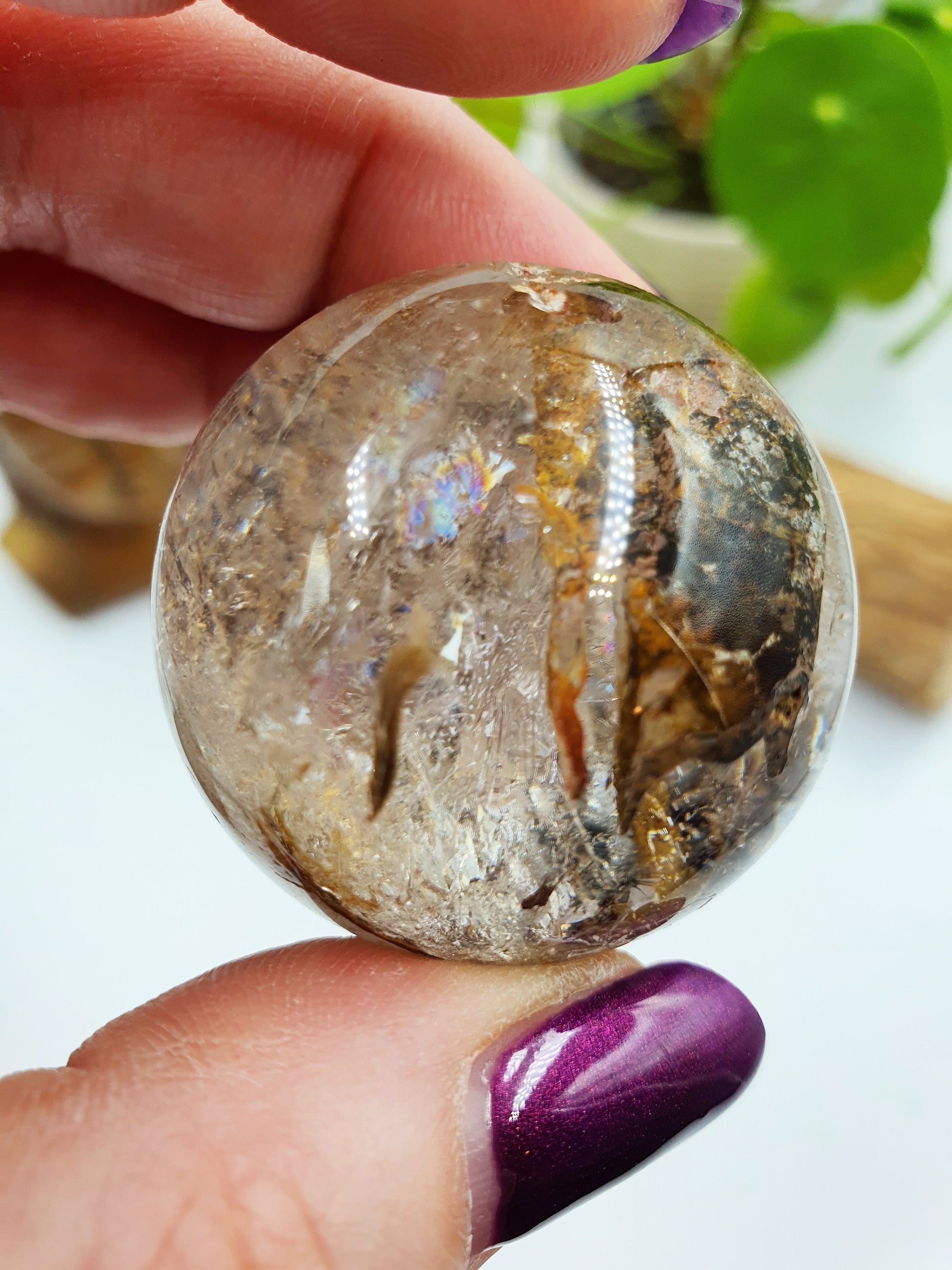 Skeletal Quartz Sphere with amazing Rainbows