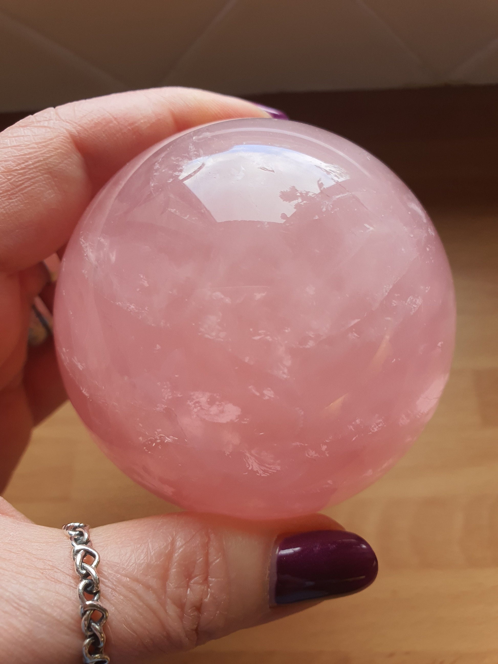 Large Rose Quartz Sphere with star flash