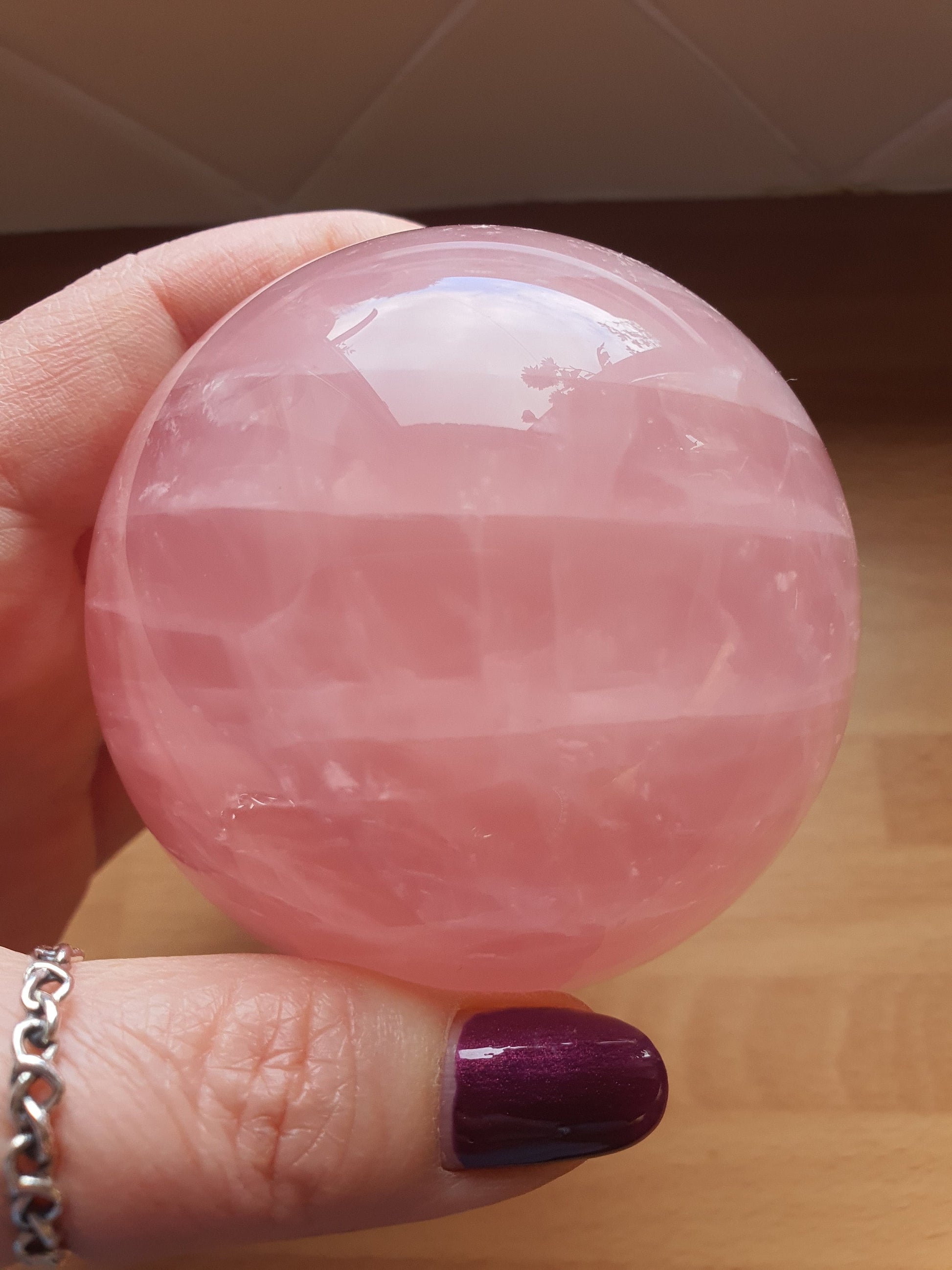 Large Rose Quartz Sphere with star flash