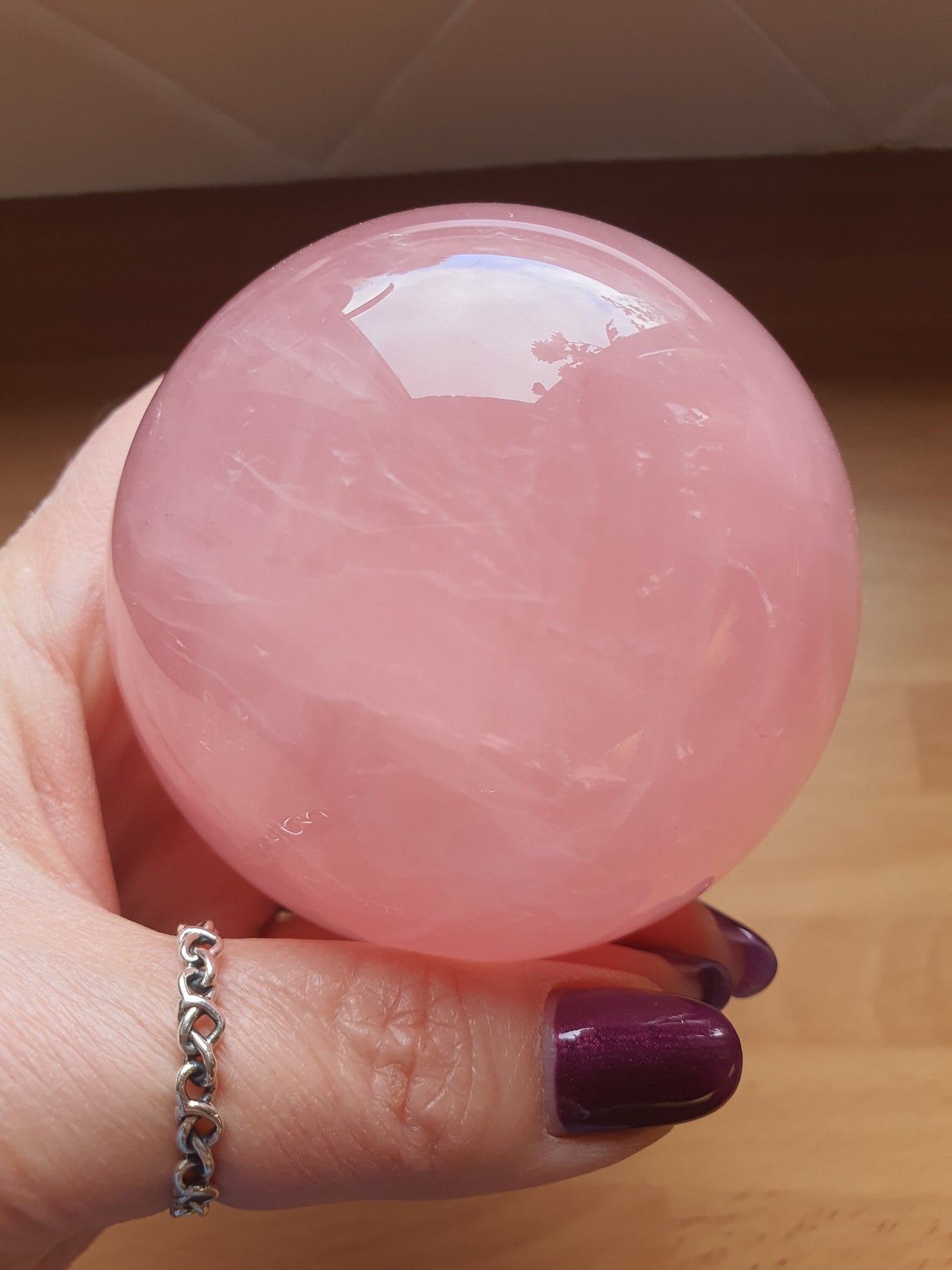 Large Rose Quartz Sphere with star flash