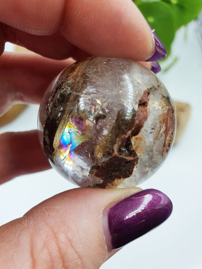 Skeletal Quartz Sphere with amazing Rainbows