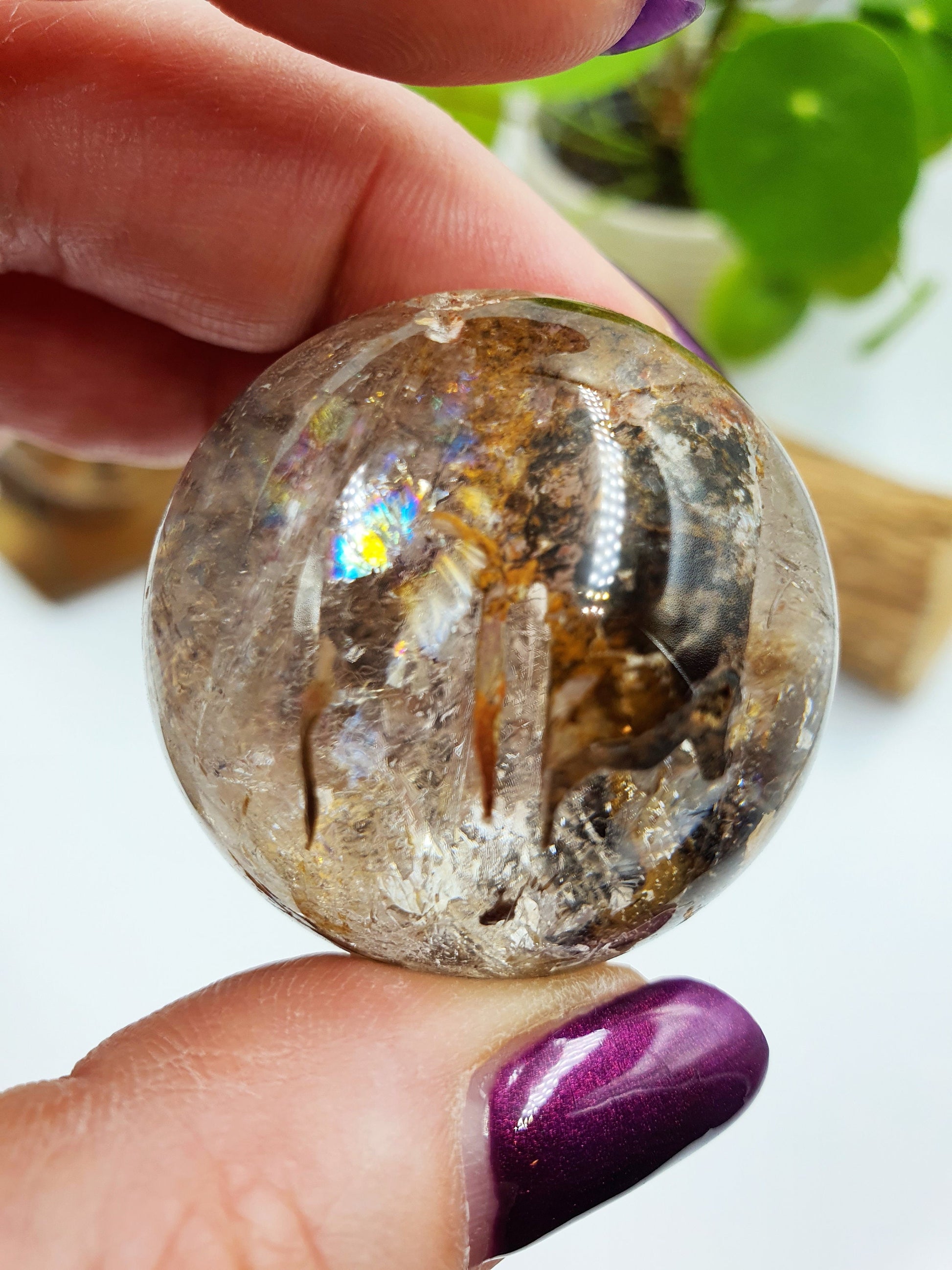 Skeletal Quartz Sphere with amazing Rainbows