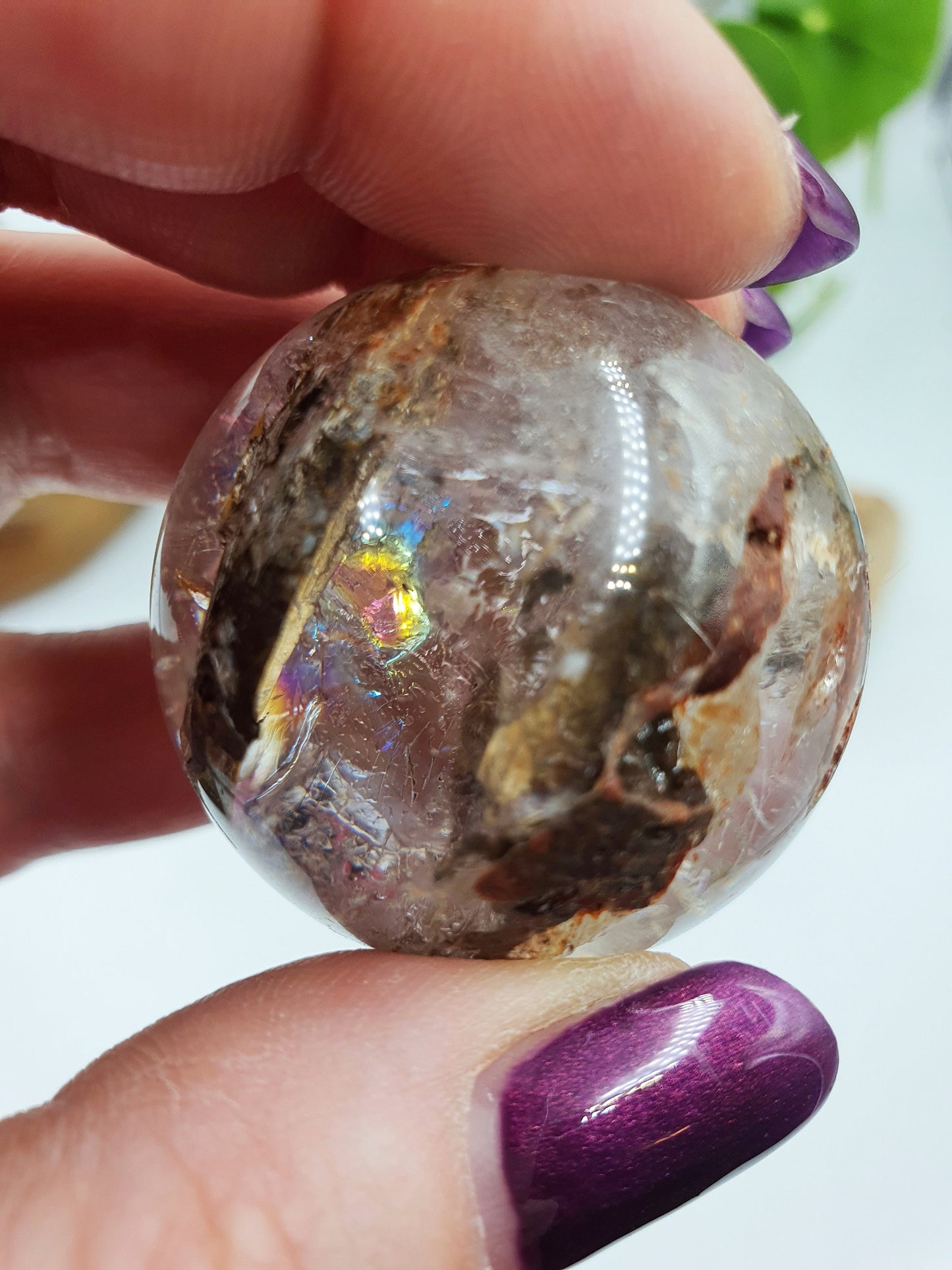 Skeletal Quartz Sphere with amazing Rainbows