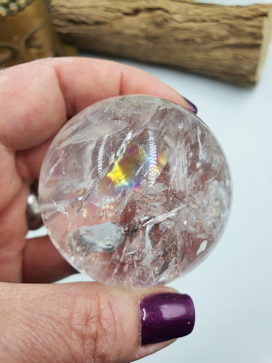 Clear Quartz Sphere with rainbows