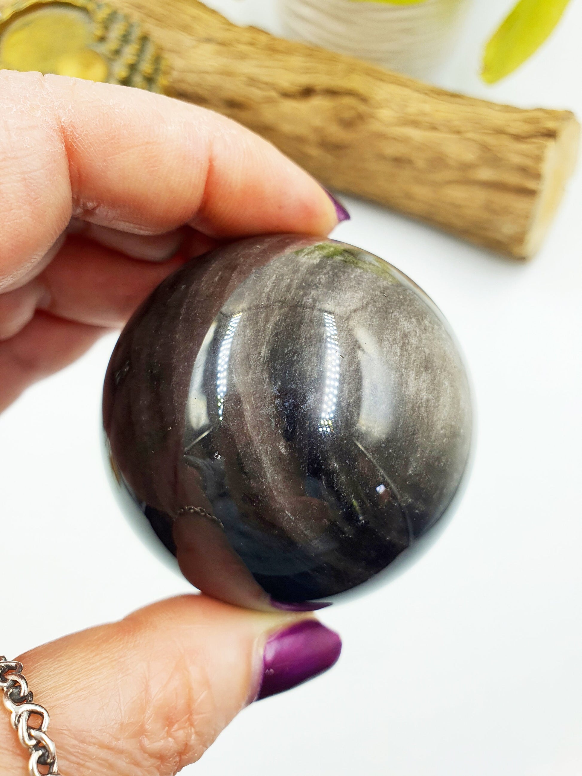 Silver Sheen Obsidian Sphere