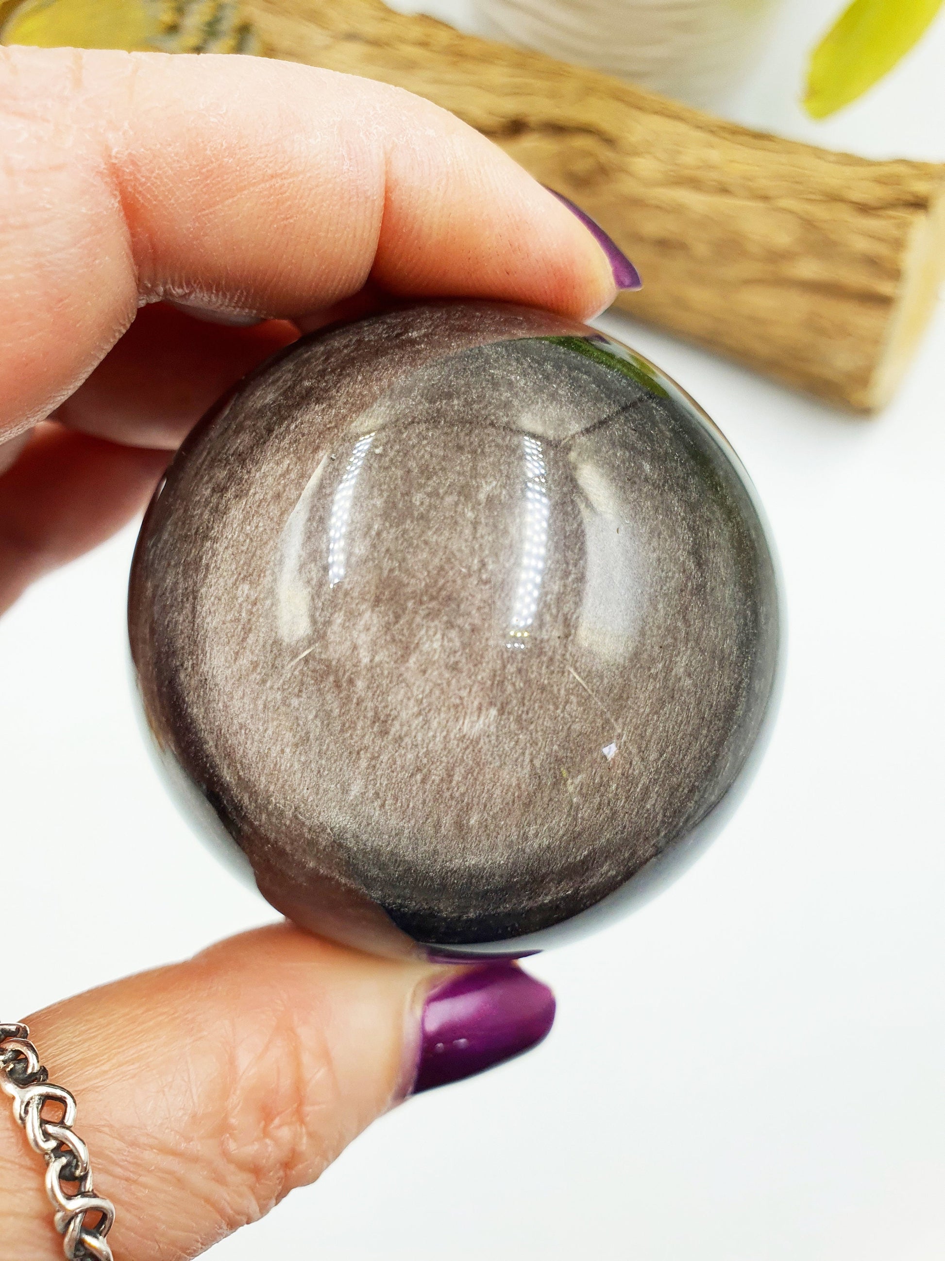 Silver Sheen Obsidian Sphere