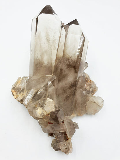 Smoky Quartz Twin Tower Cluster with bespoke Stand