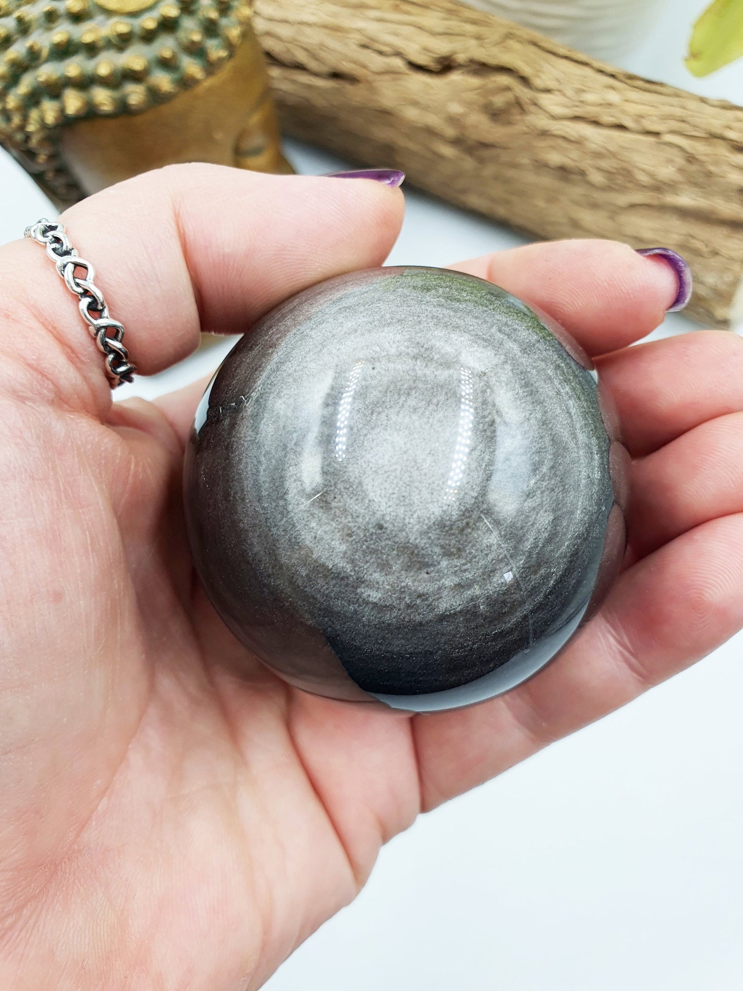 Silver Sheen Obsidian Sphere