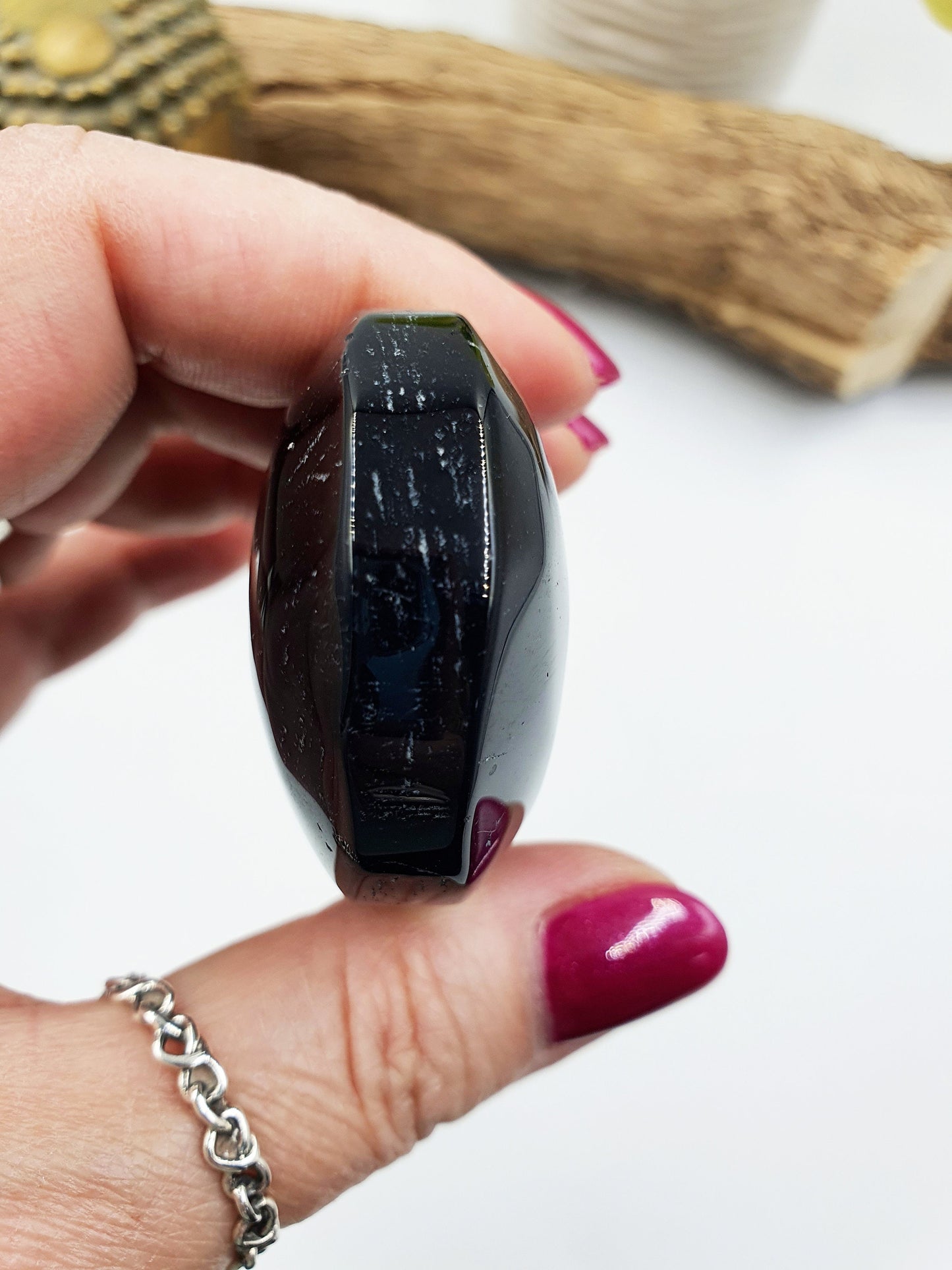 Large Black Banded Agate Drusy Palm