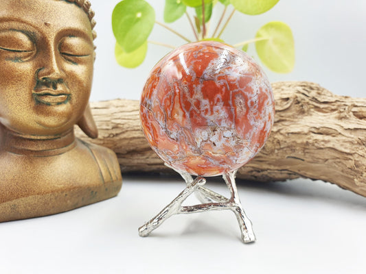 Red Moss Agate Drusy Sphere