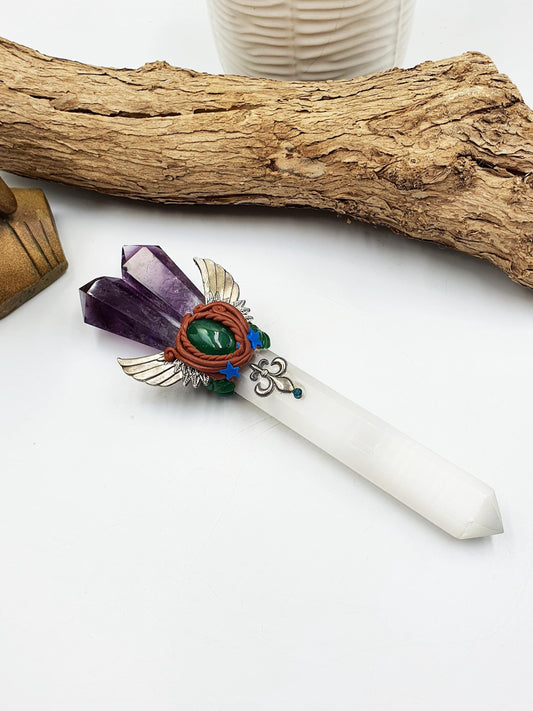 Amethyst and Selenite Crystal Wand