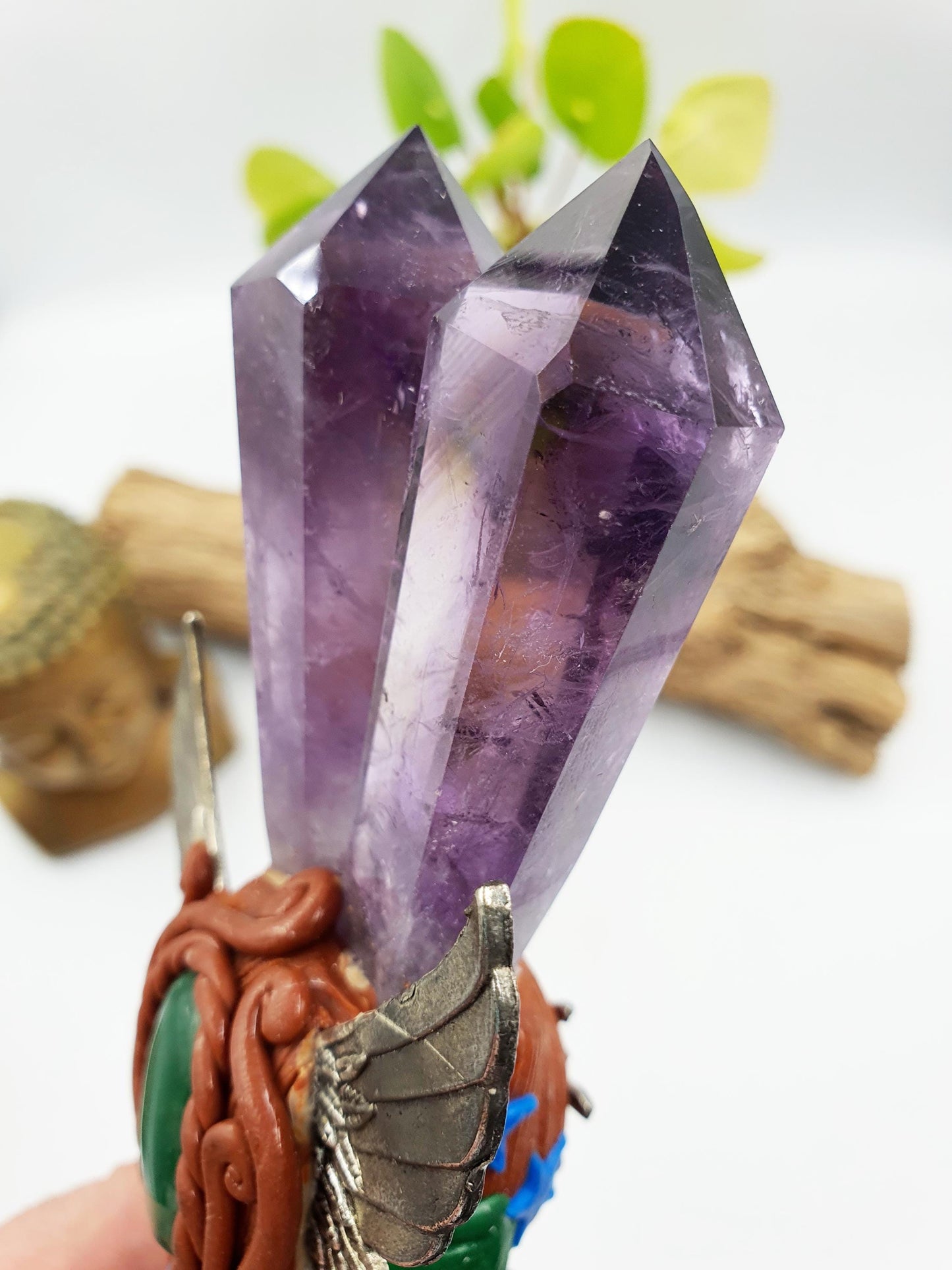 Amethyst and Selenite Crystal Wand