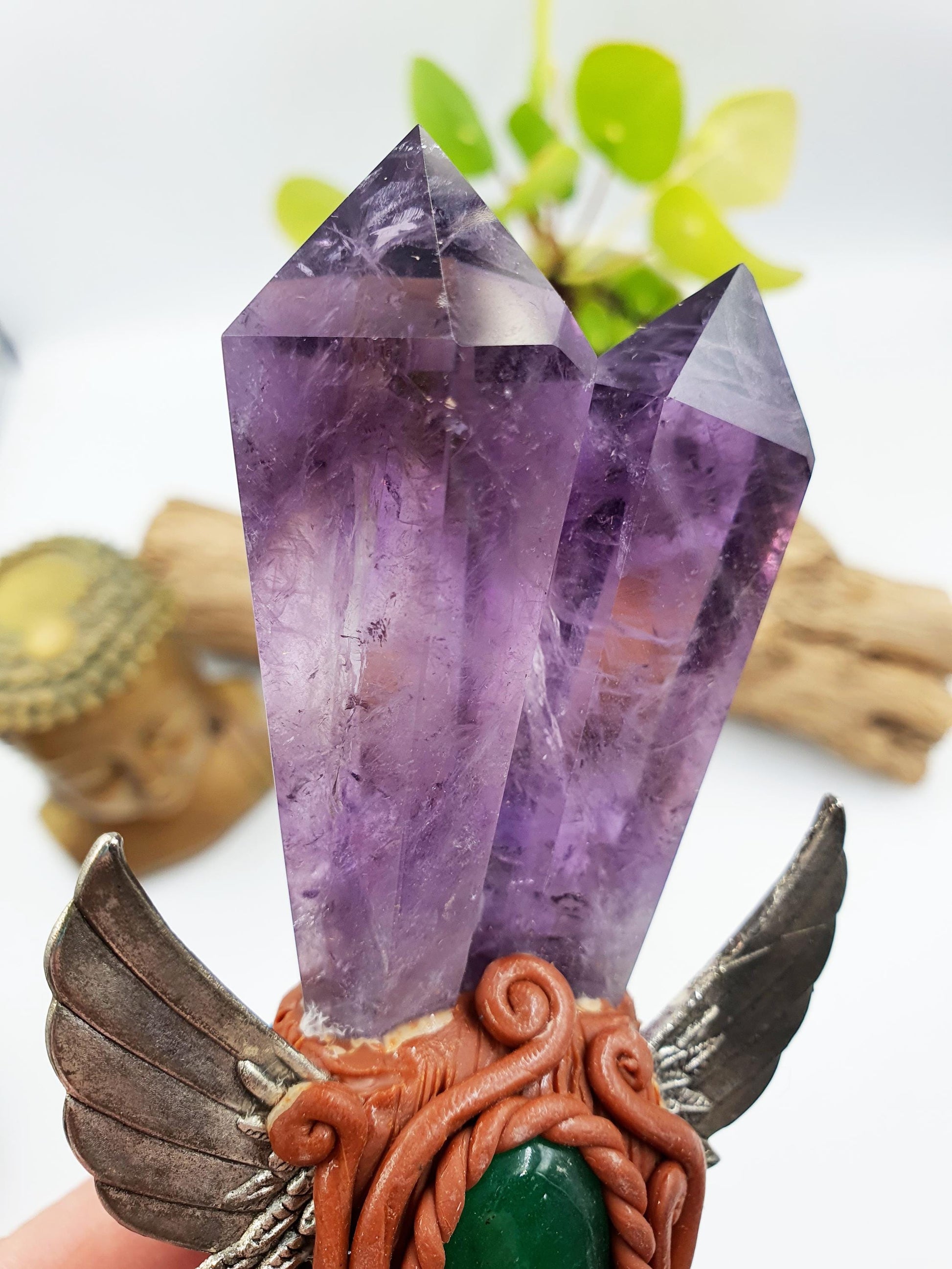 Amethyst and Selenite Crystal Wand