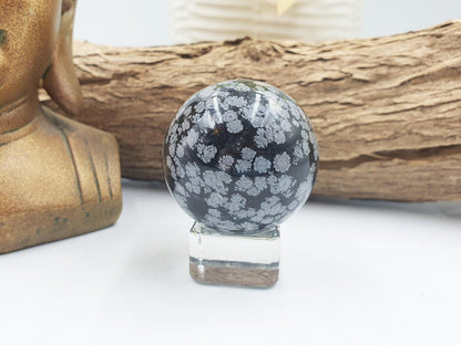 Snowflake Obsidian Sphere