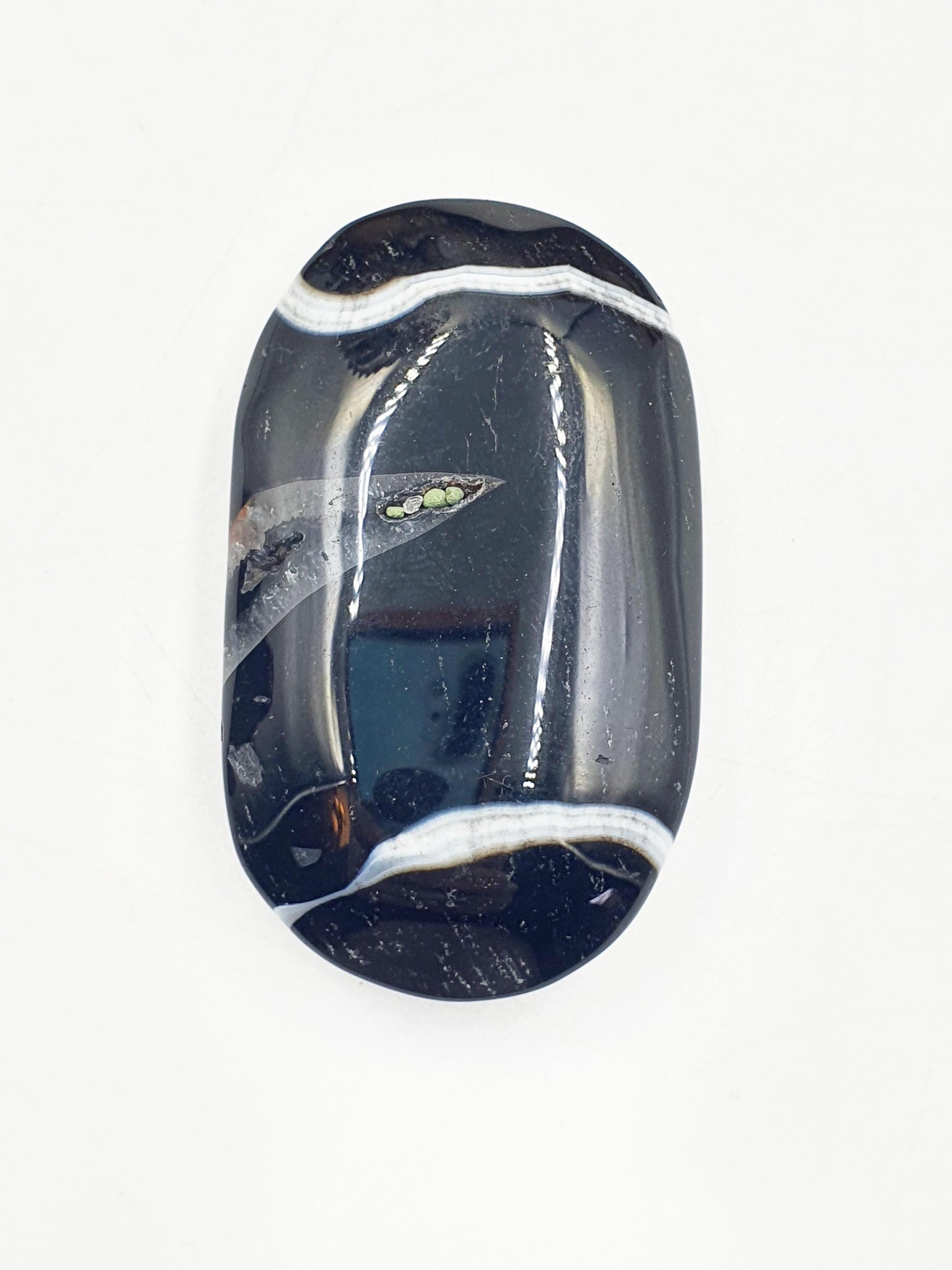 Large Black Banded Agate Drusy Palm